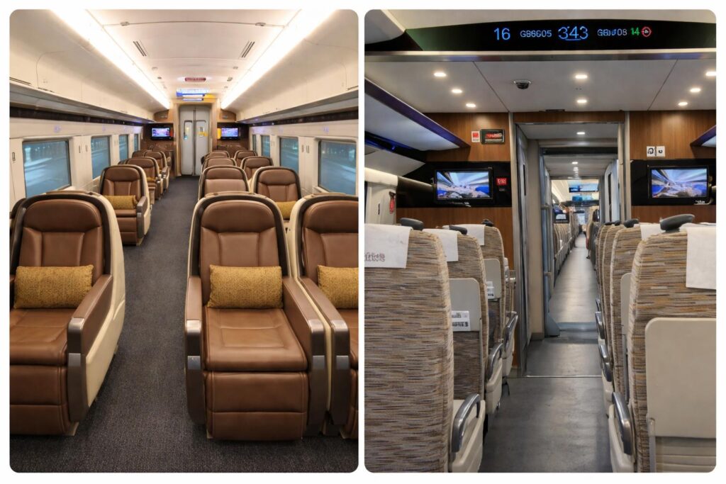 High-speed train interior in China offering comfortable seating for efficient intercity travel