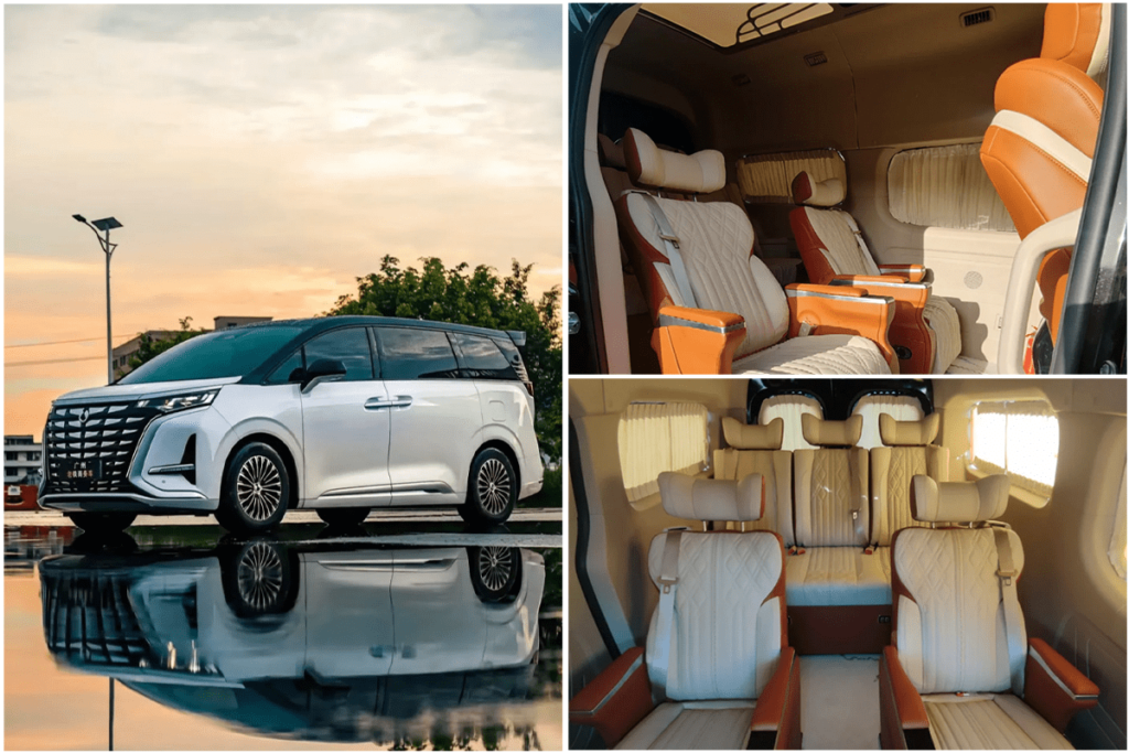 Private air-conditioned vehicle with spacious leather seats used for Chengdu, Leshan and Mount Emei private tours