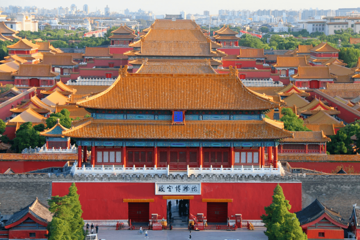 Aerial view of the Forbidden City palace complex in Beijing.