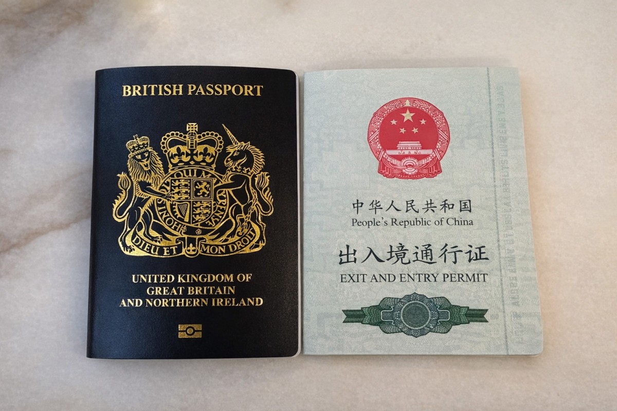 British passport and China exit-entry permit placed side by side.