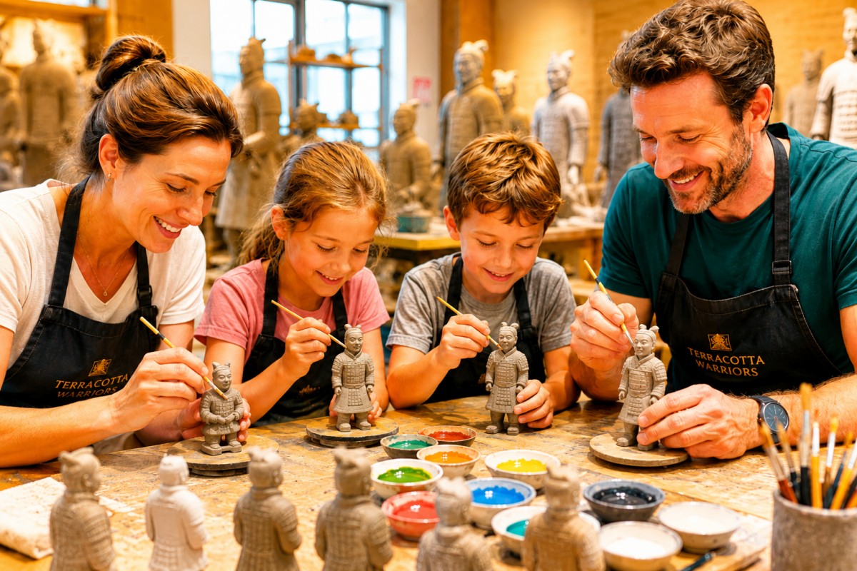 Family Workshop Crafting Mini Terracotta Warriors In Xian