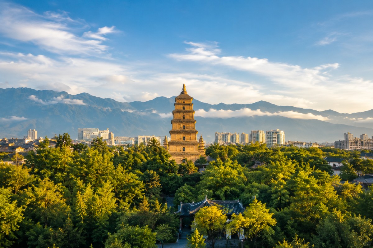 Xi'an cityscape and historic landmarks in China
