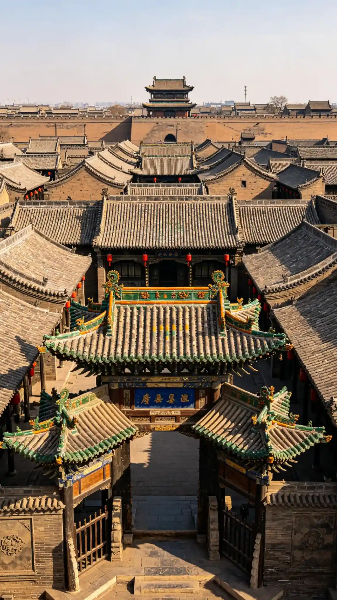 Ancient streets and city walls in Pingyao, China