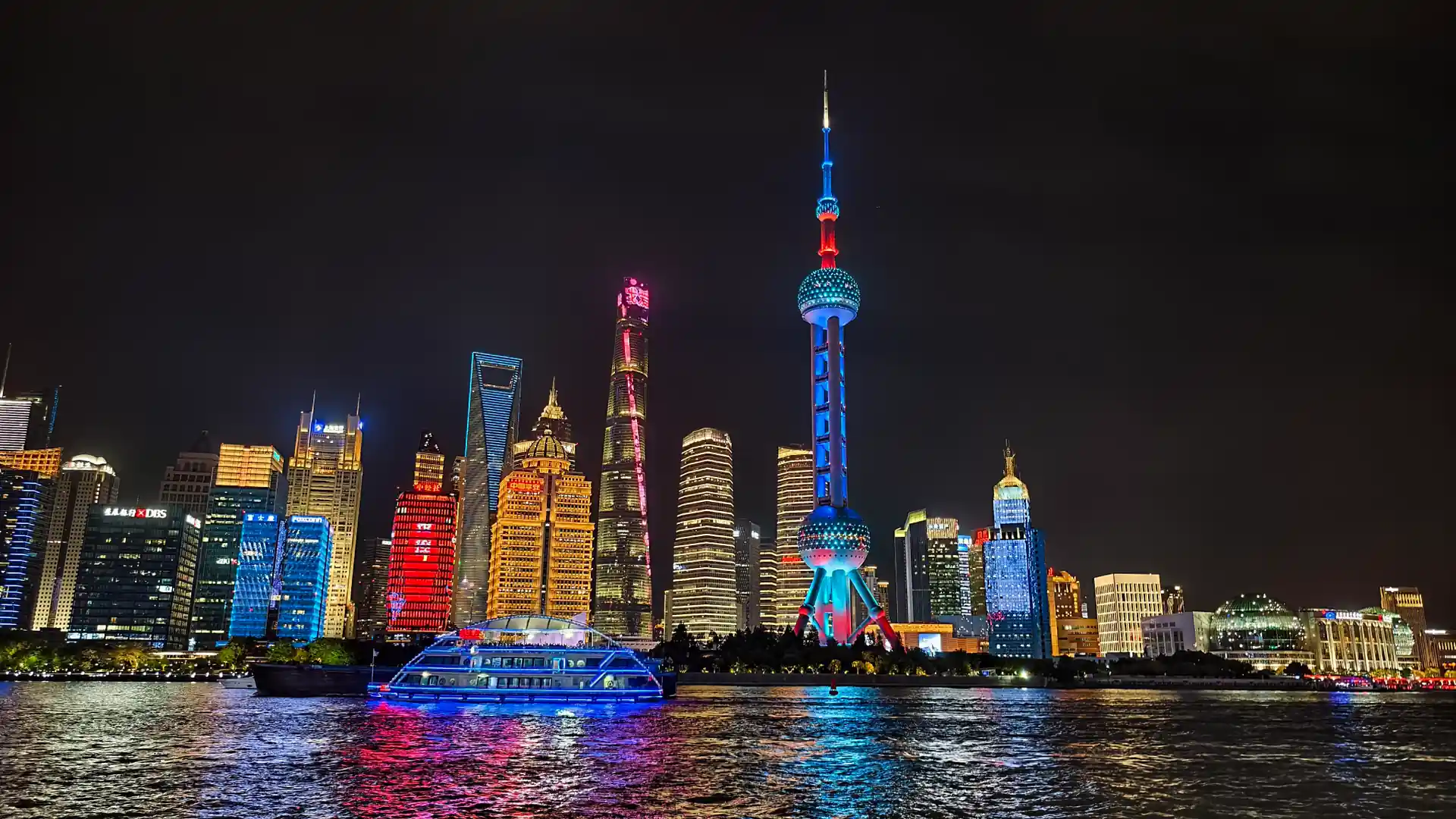 Huangpu River cruise between the Bund and Pudong skyline in Shanghai