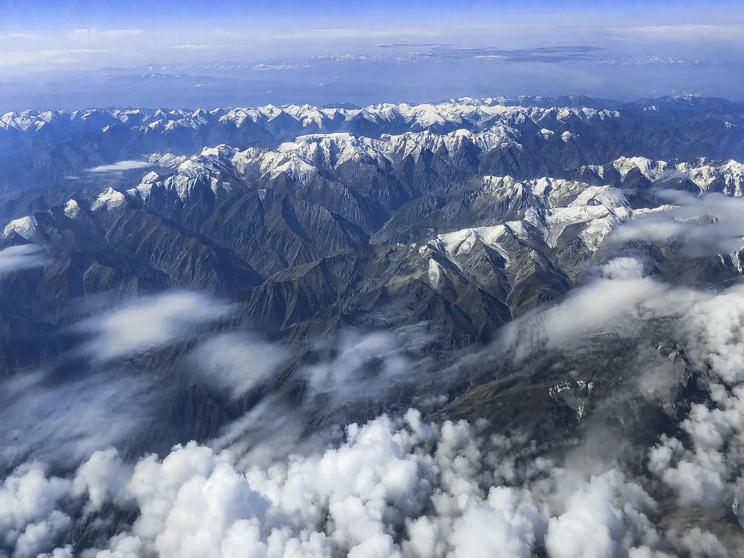Aerial view of the Tianshan Mountains dividing Northern and Southern Xinjiang