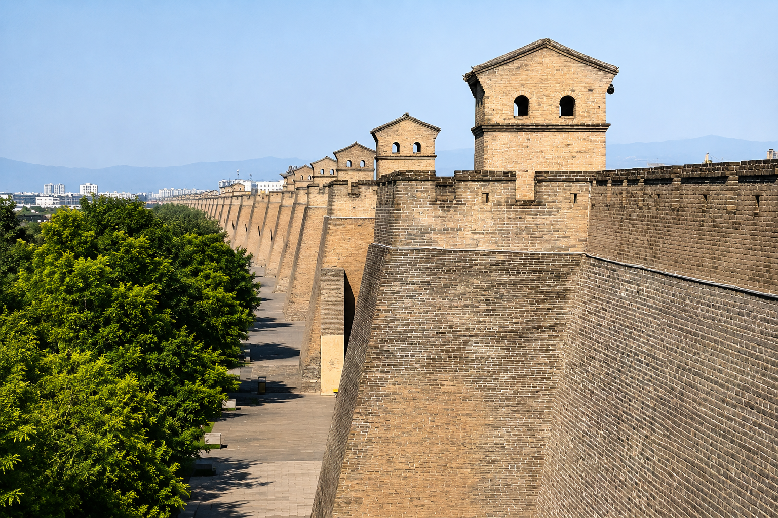 Ancient streets and historic city wall in Pingyao