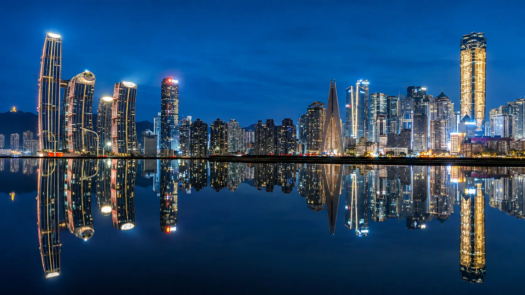 Chongqing skyline and night views from the river