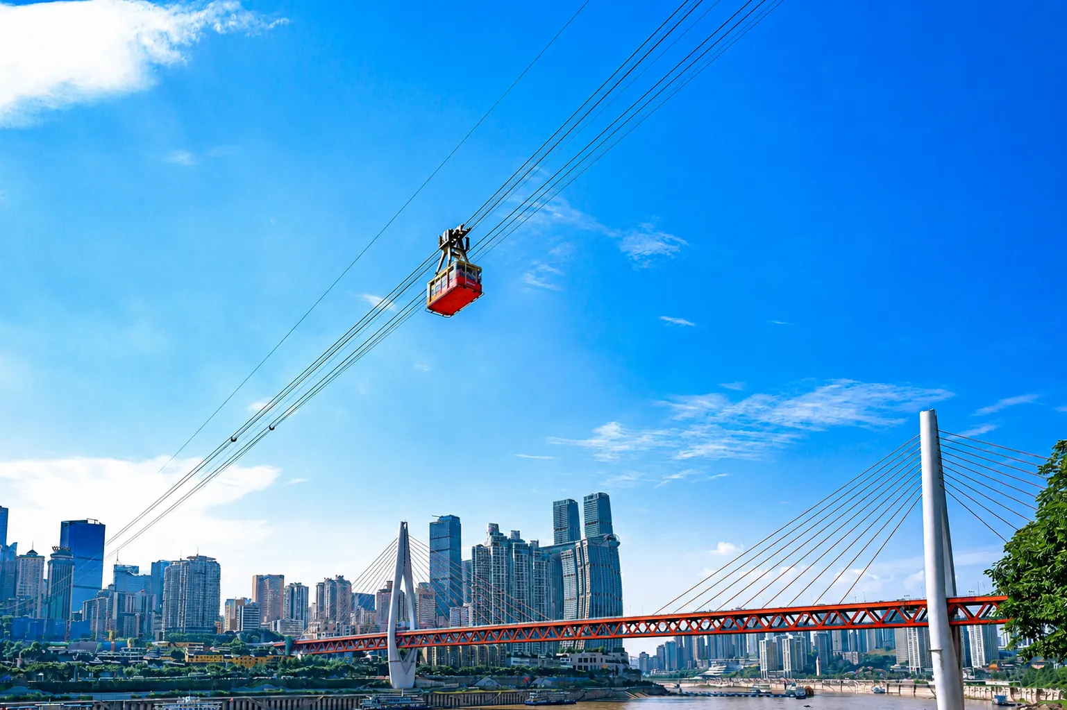 Yangtze River Cableway crossing above Chongqing