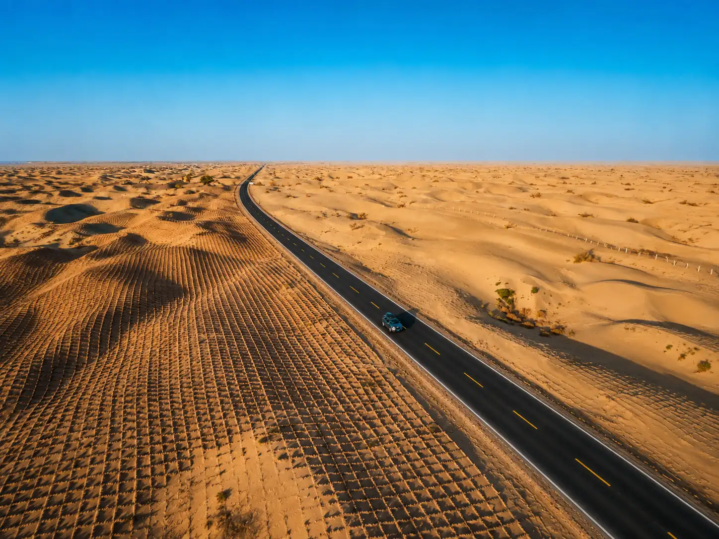 Scenic road journey through the landscapes of Xinjiang