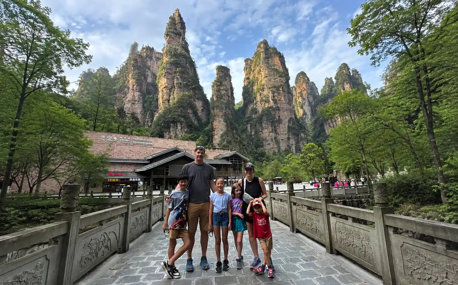 Family visiting Zhangjiajie National Forest Park