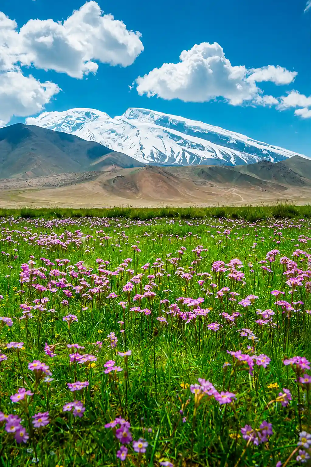 Spring landscape and flowering season in Xinjiang