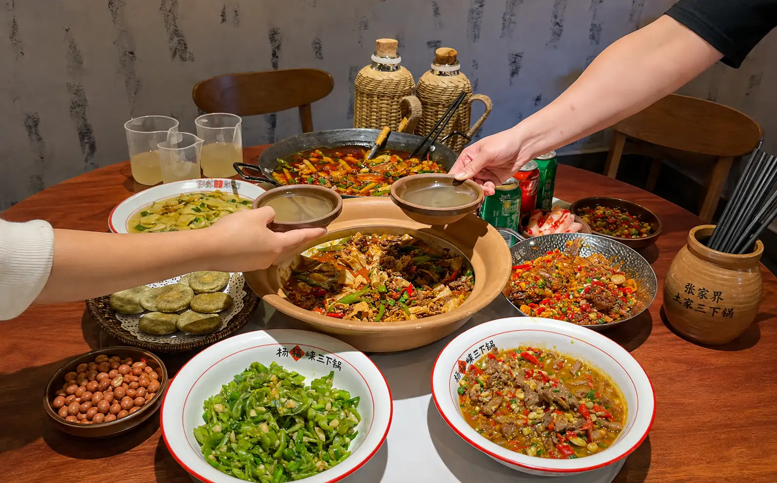 Traditional Hunan food served in Zhangjiajie
