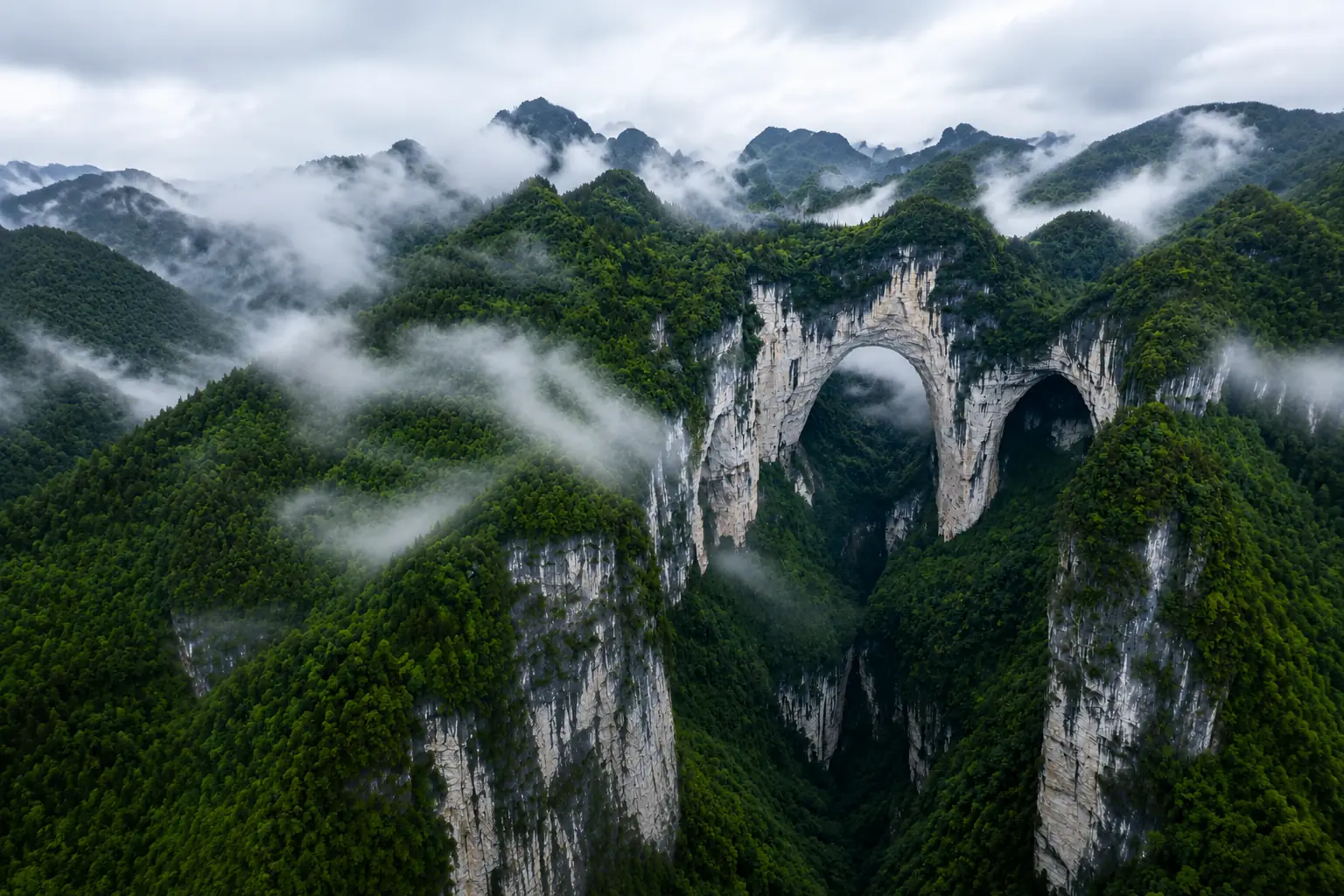 Wulong karst landscape and Three Natural Bridges near Chongqing