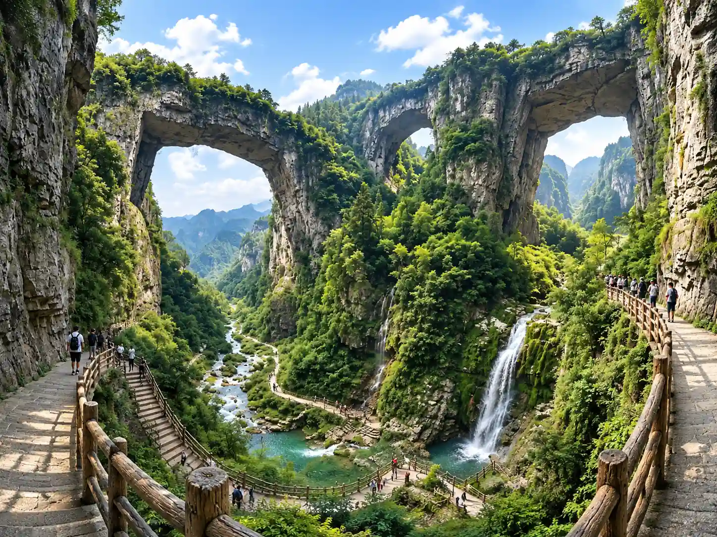 Three Natural Bridges and karst scenery in Wulong Chongqing