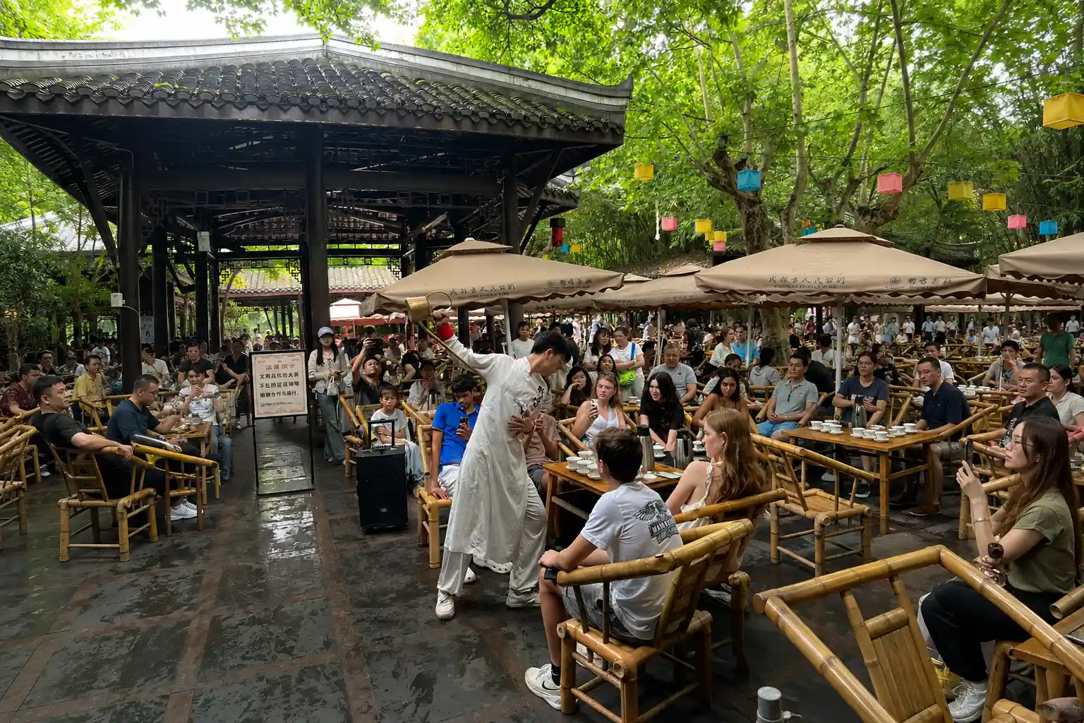 Traditional teahouse in People's Park in Chengdu