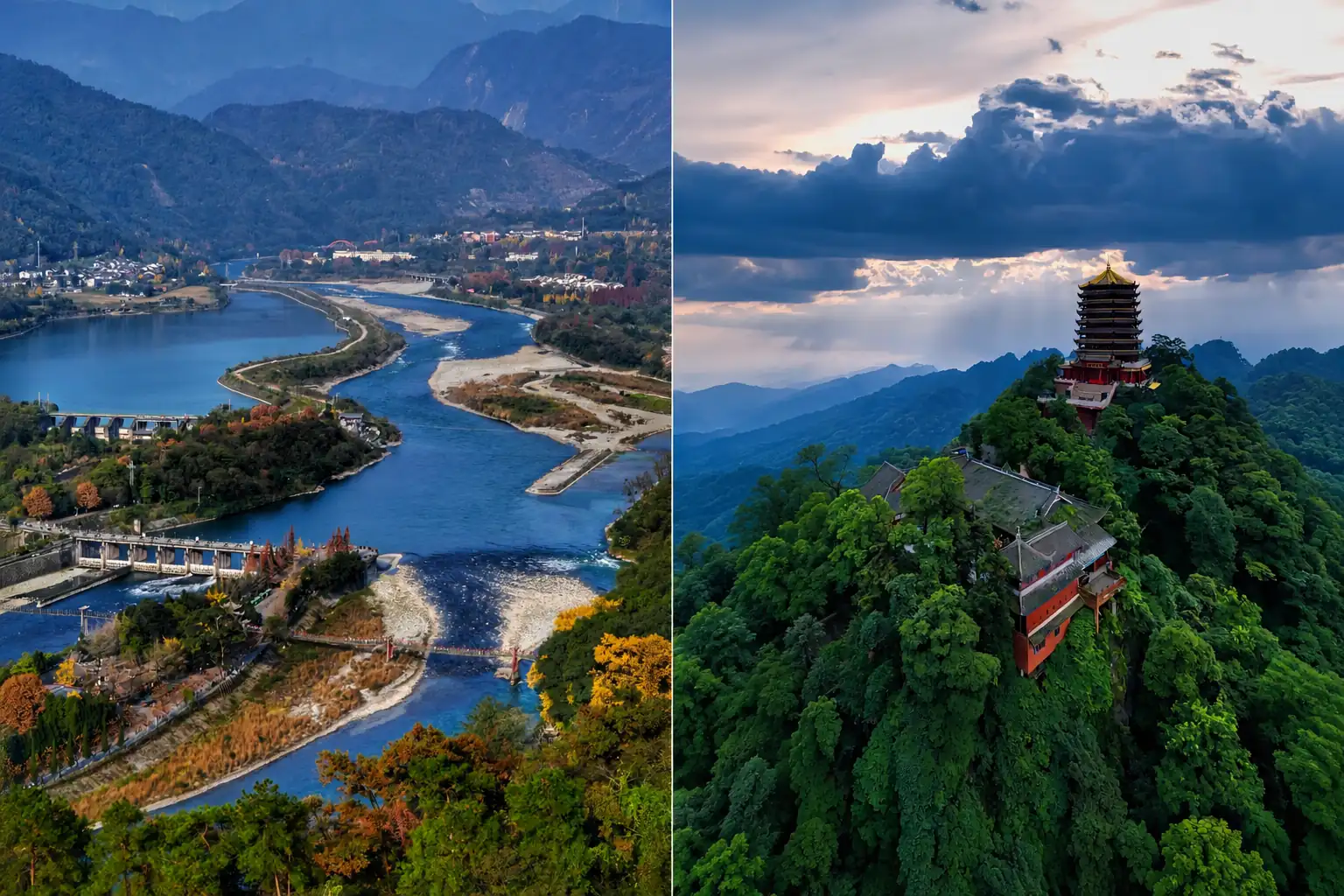 Dujiangyan and Qingcheng Mountain day trip scenery near Chengdu