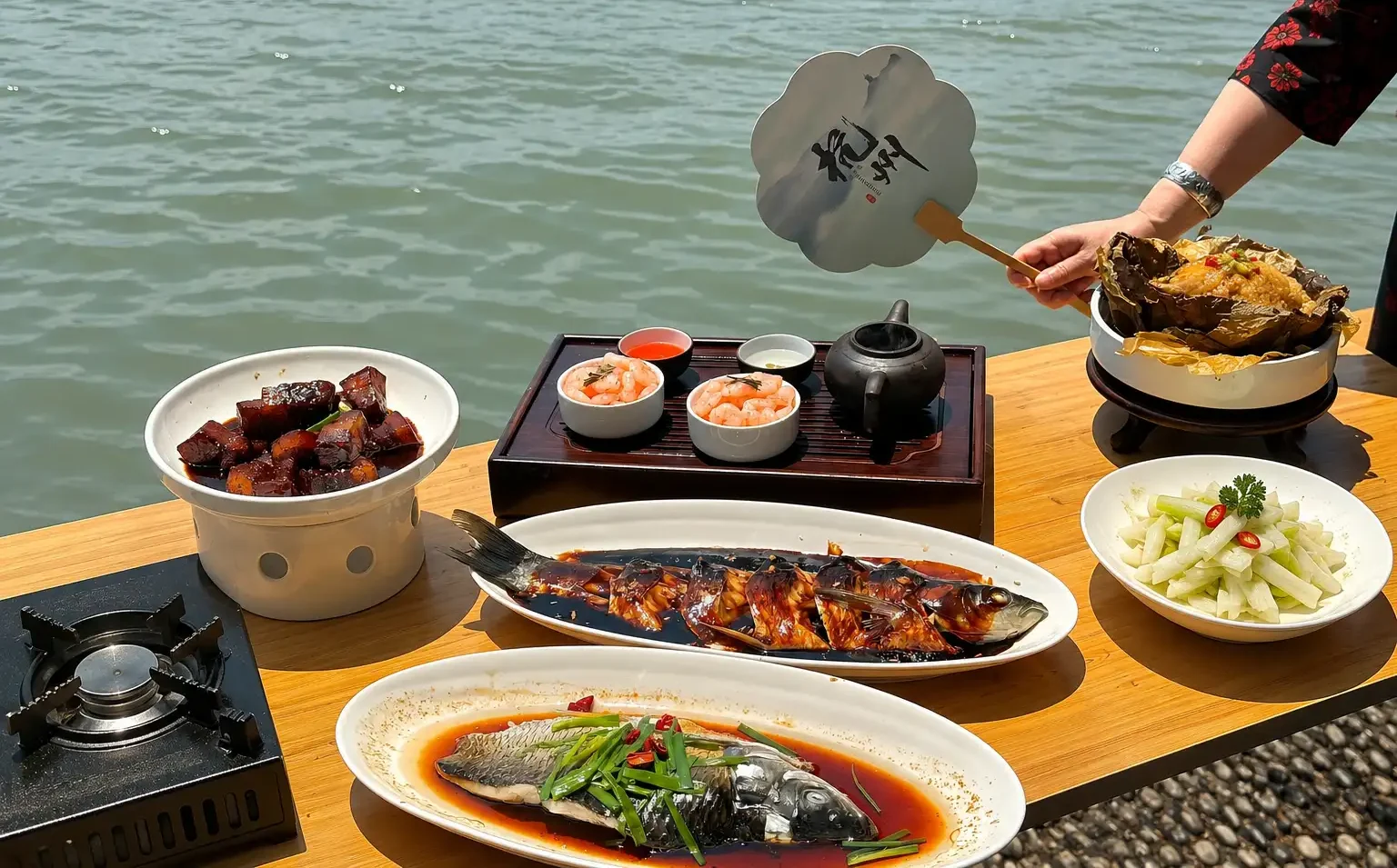 Traditional Hangzhou dishes and Longjing tea