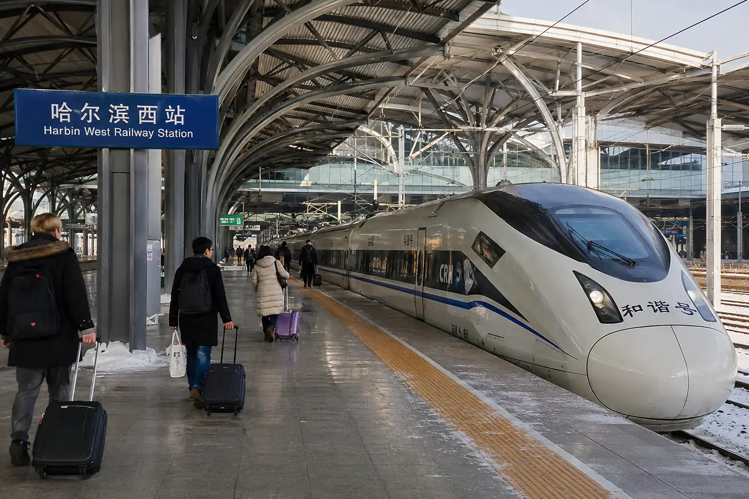 High-speed train at a railway station in China