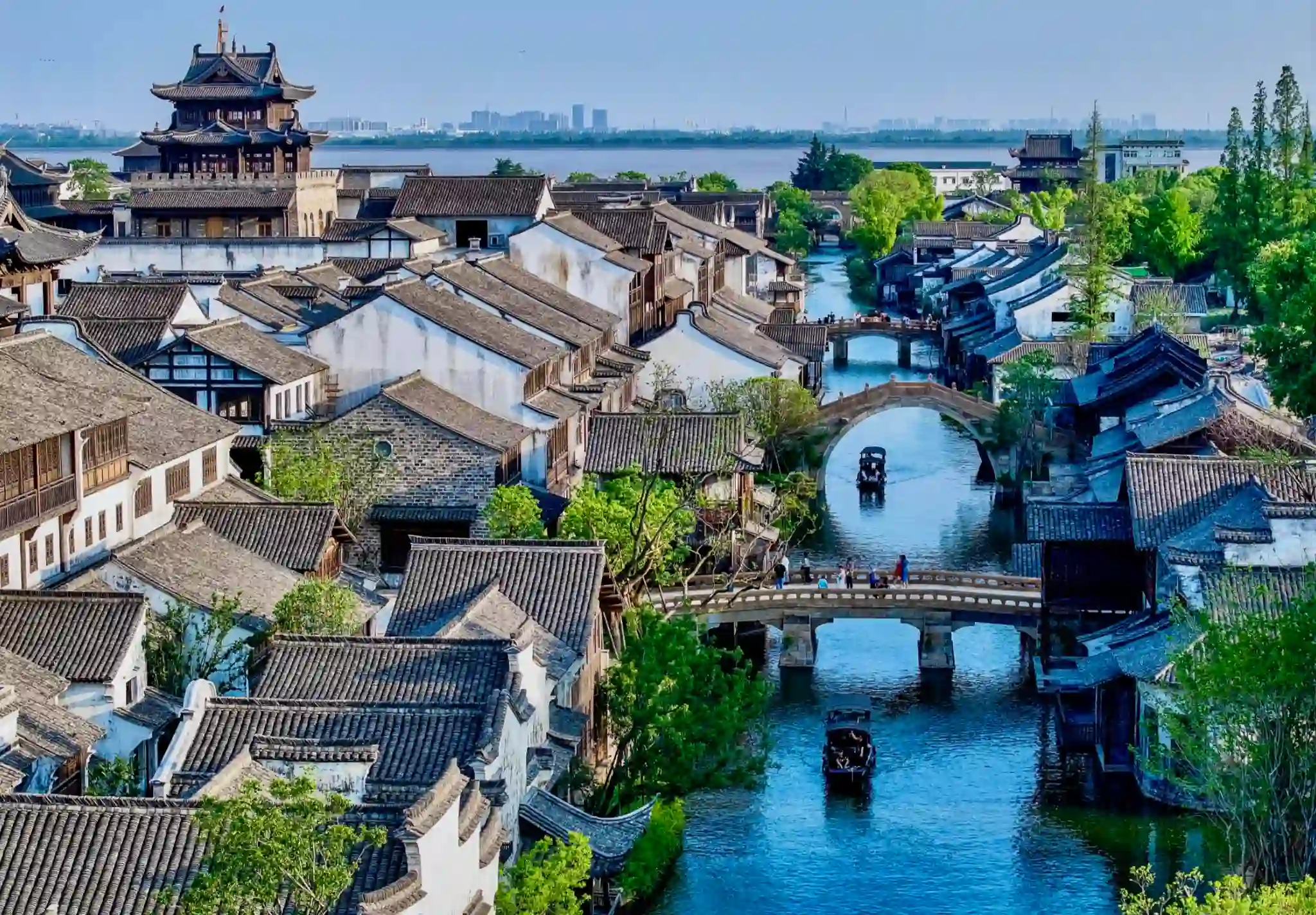 Wuzhen Water Town canals and traditional waterfront houses