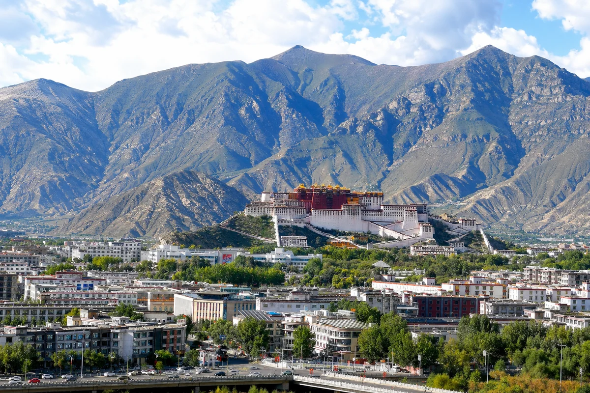 Potala Palace and Lhasa cityscape in Tibet