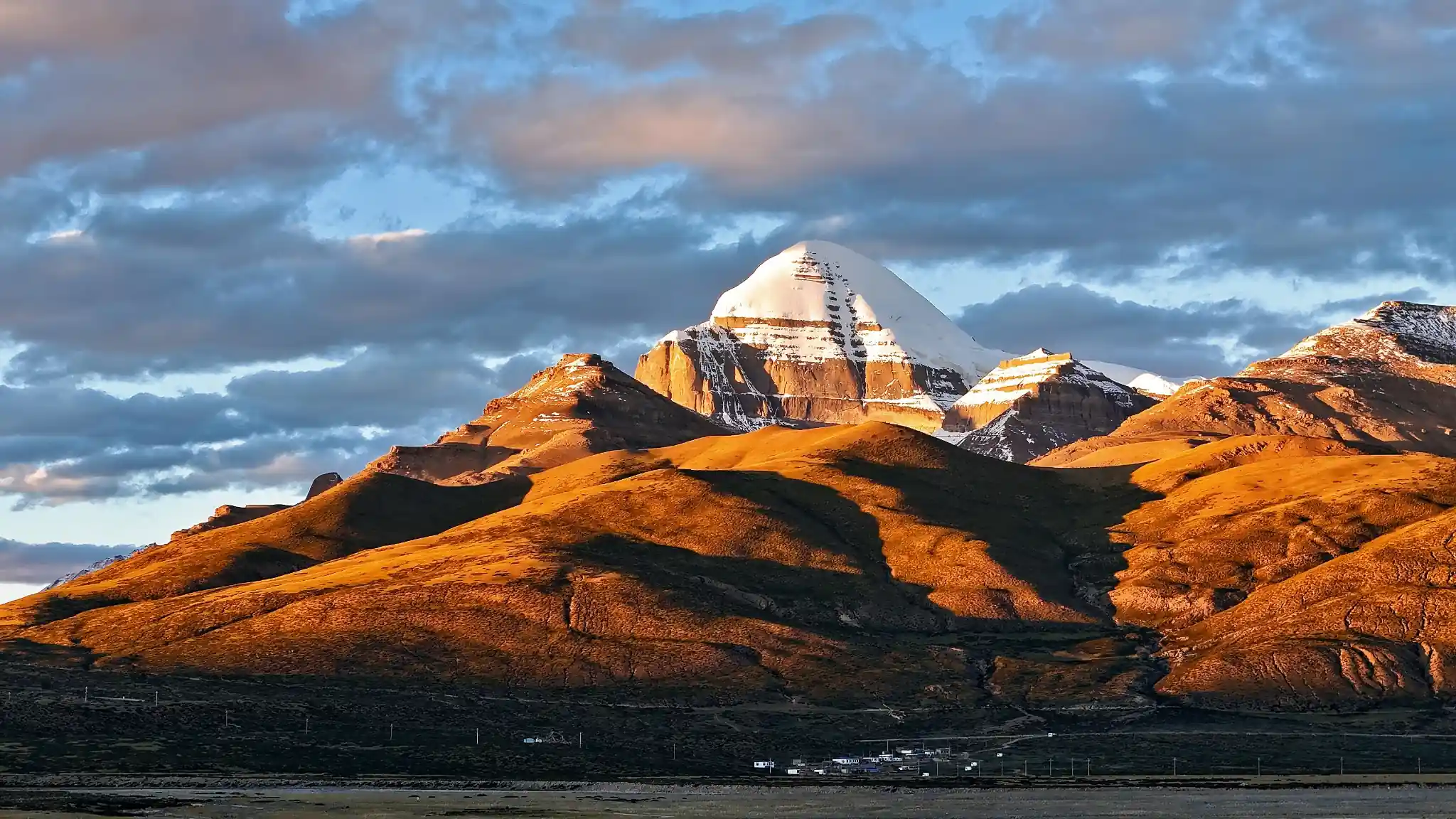 Mount Kailash rising above the landscape of western Tibet