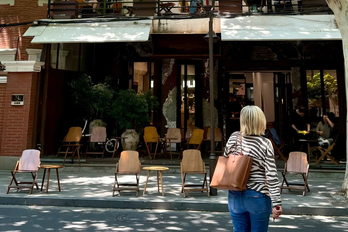 Cafe scene in Shanghai's Former French Concession