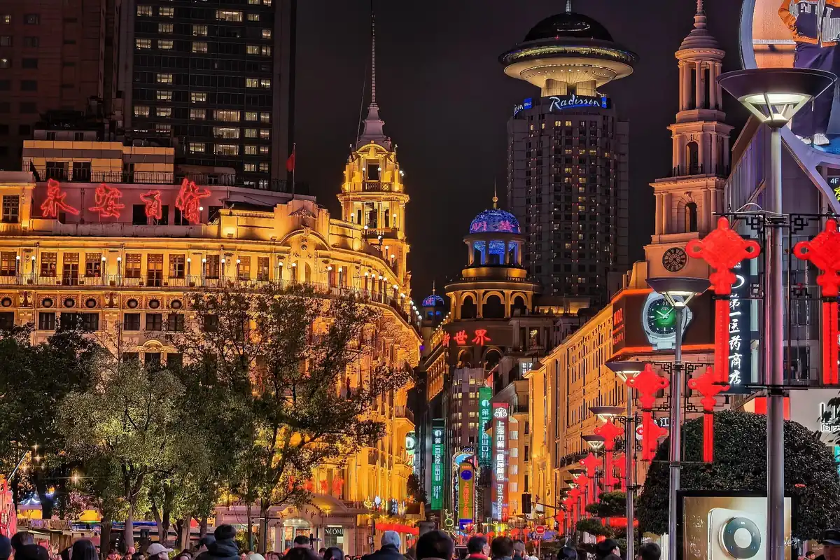 Nanjing Road and central Shanghai city scene