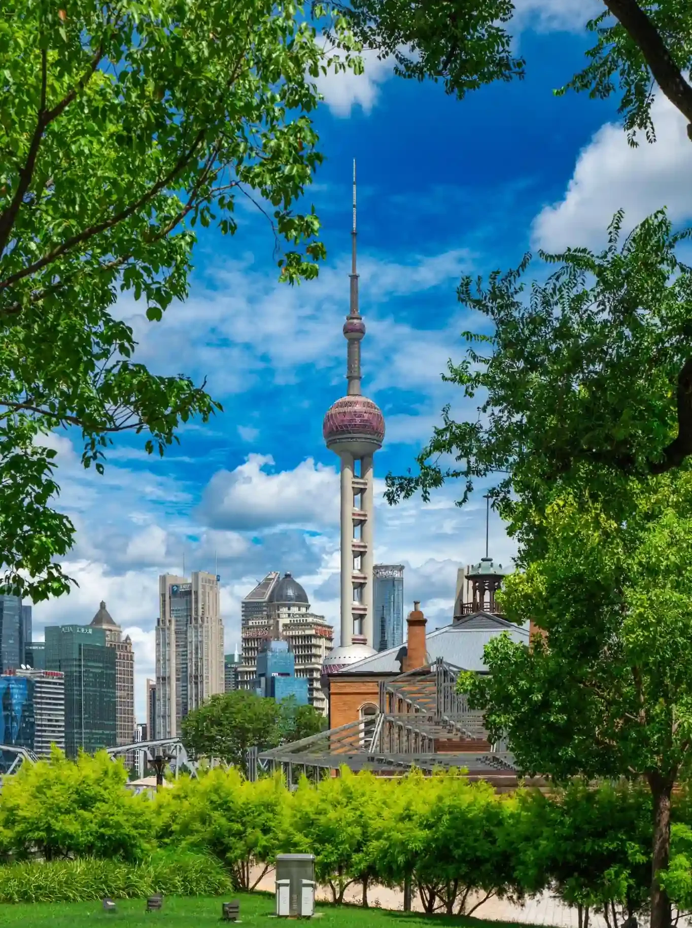Shanghai city scenery during the hot and humid summer season