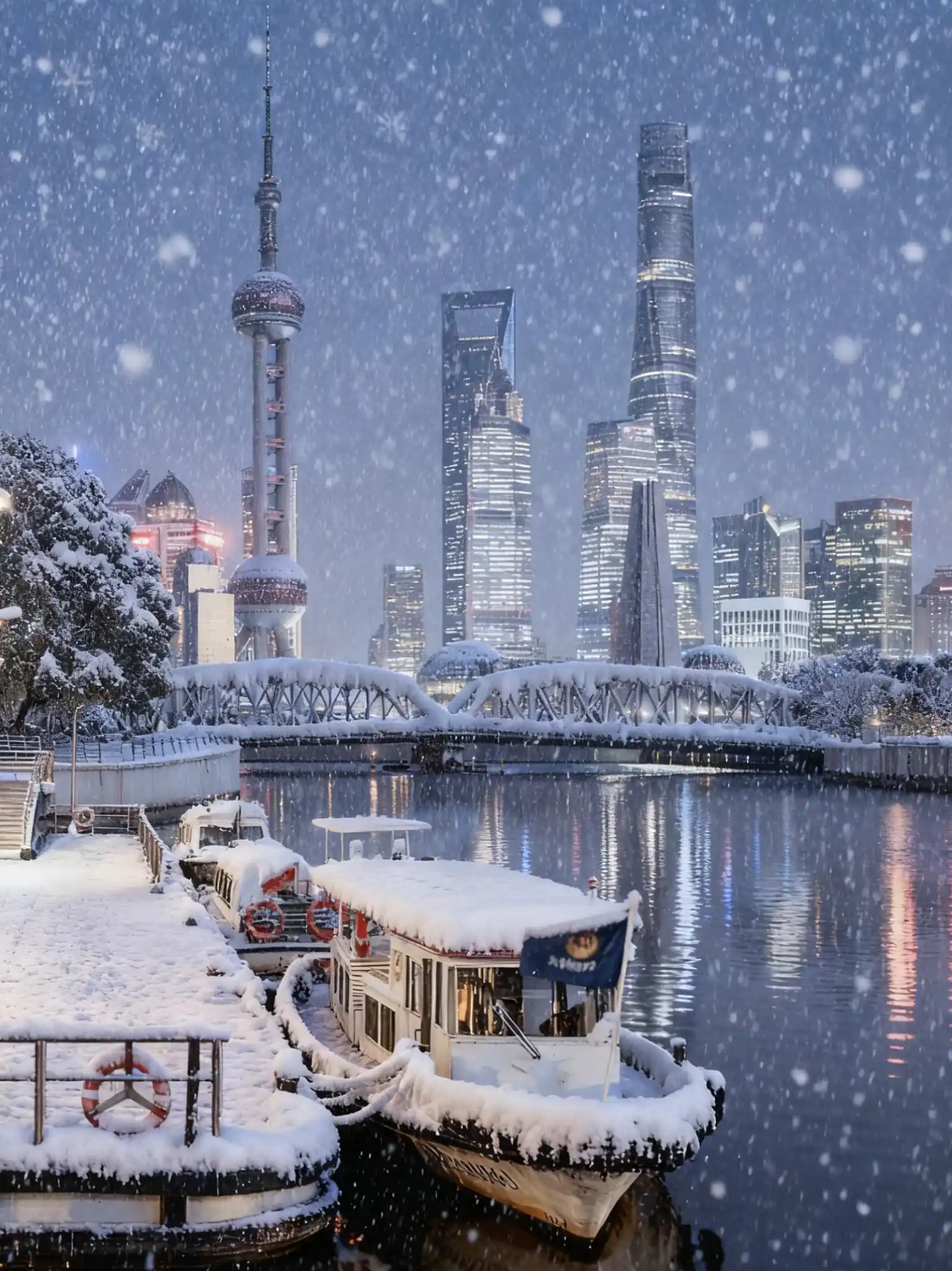 Shanghai city scenery during the cold winter season