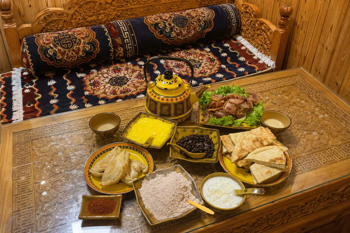Traditional Tibetan food served during a Tibet journey