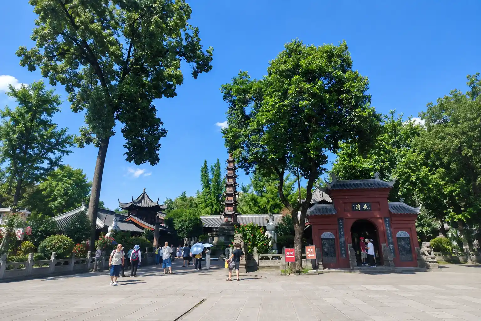 Traditional Buddhist architecture at Wenshu Monastery in Chengdu