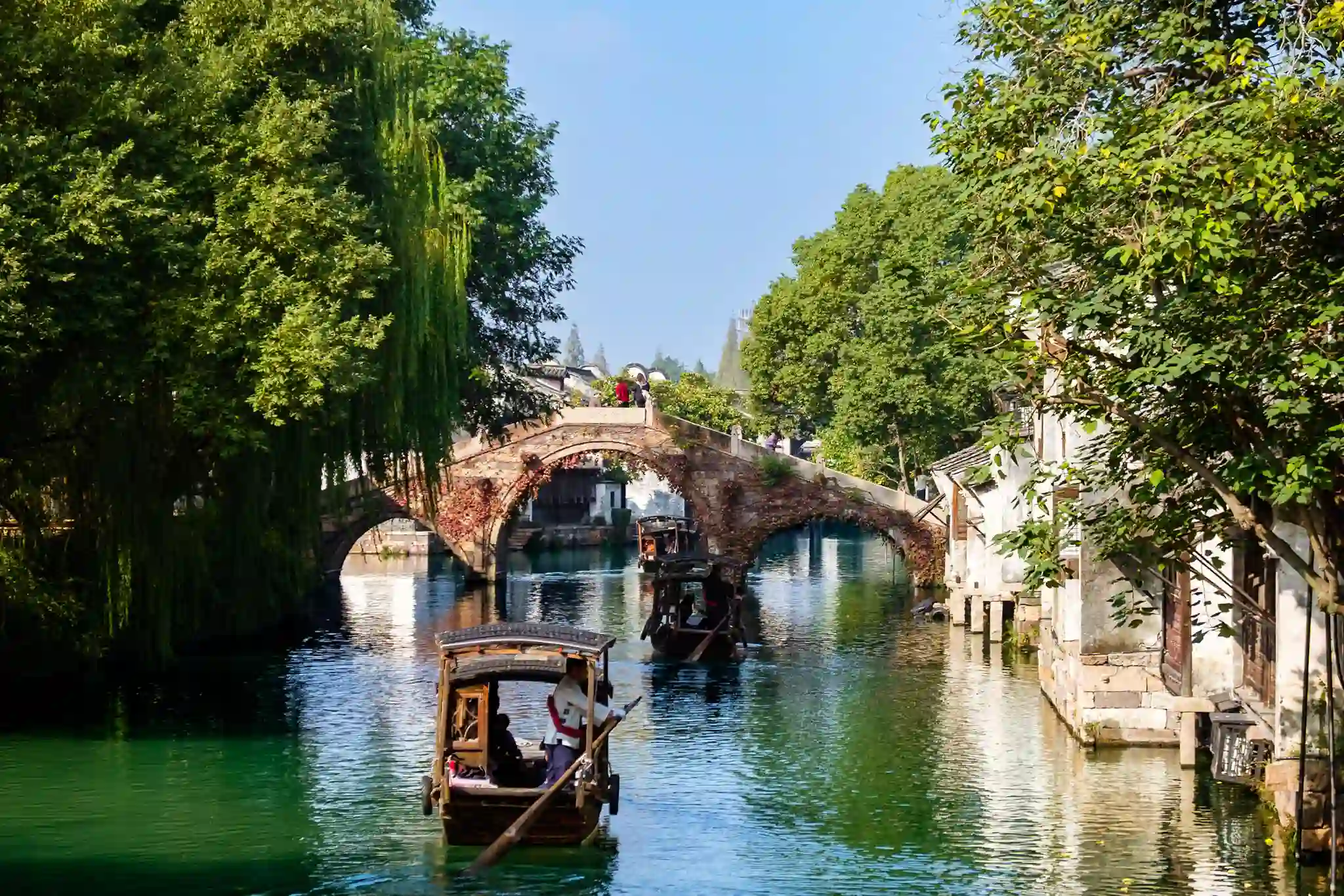 Canals and traditional houses in Wuzhen Water Town near Hangzhou