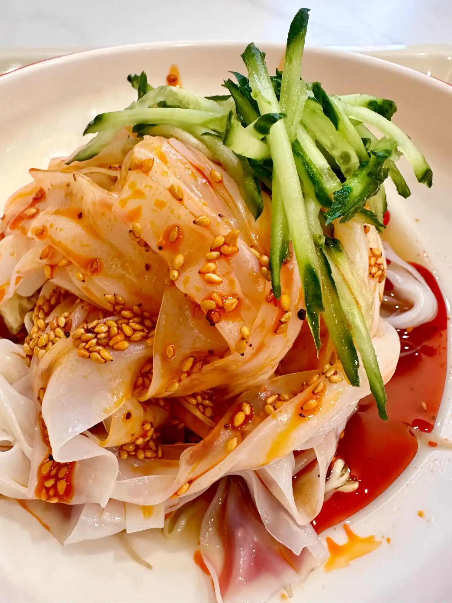 Liangpi cold noodles with seasoning in Xi'an