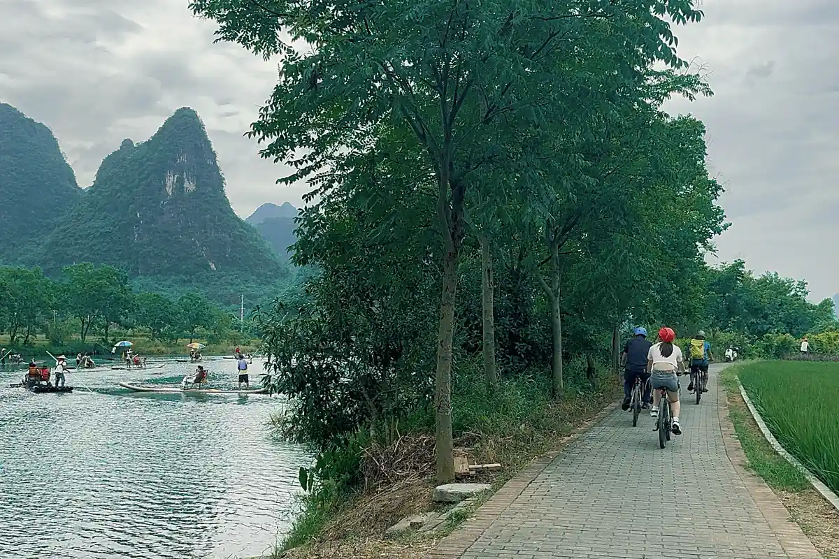 Karst mountains and countryside landscape around Yangshuo