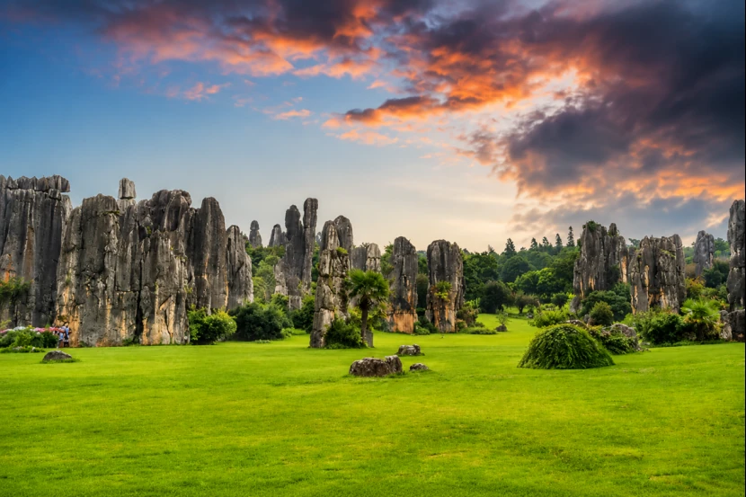 Limestone karst formations at the Stone Forest near Kunming, Yunnan