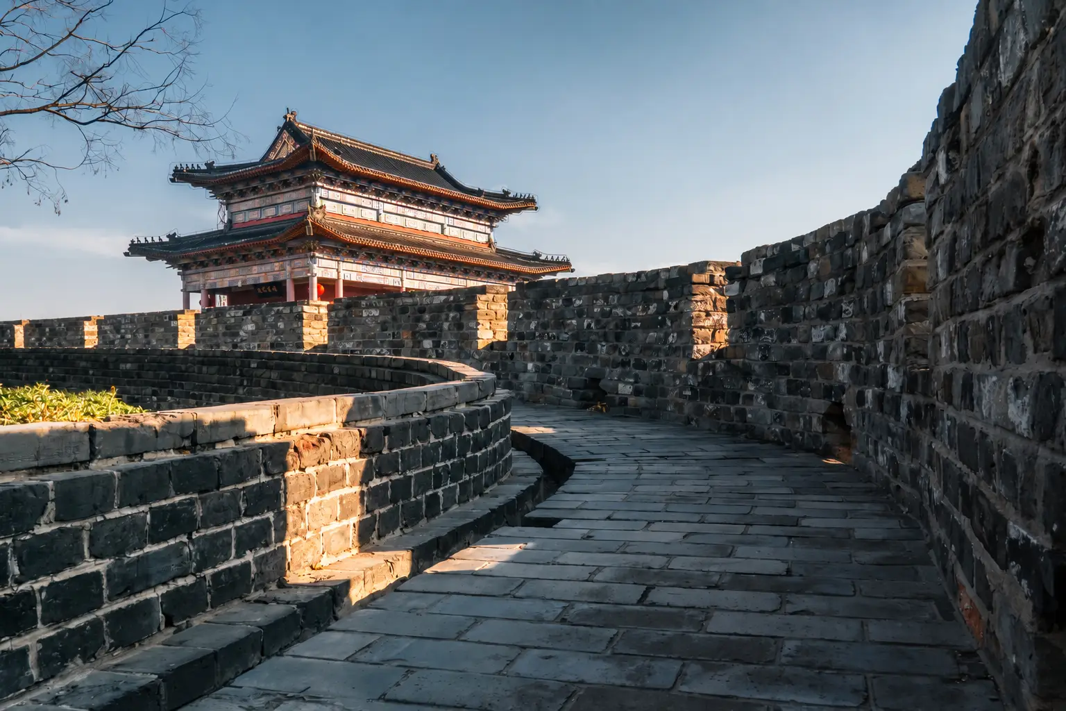 Historic city wall and gate tower in Nanjing, Jiangsu
