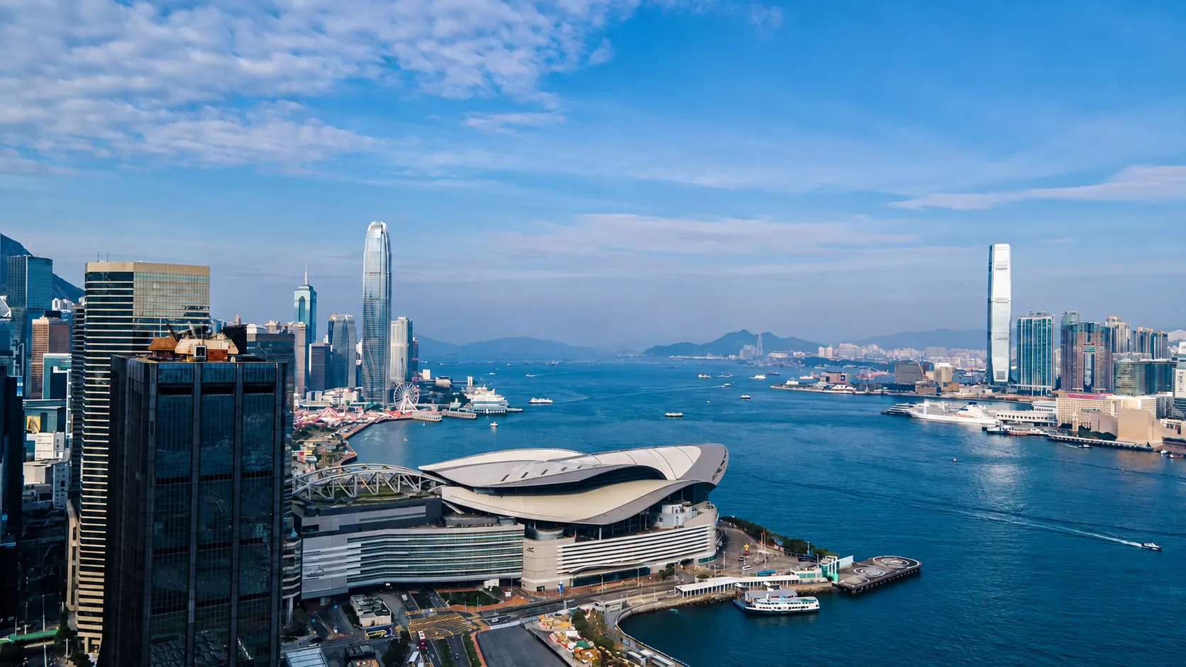 Hong Kong Island and Kowloon across Victoria Harbour