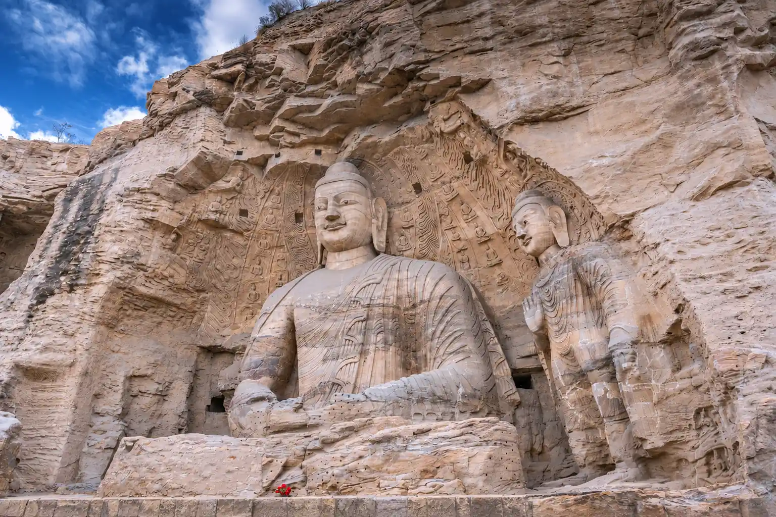 Buddhist sculptures inside the Yungang Grottoes in Datong Shanxi