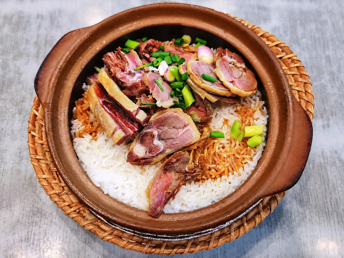 Cantonese Claypot Rice with Roasted Meat