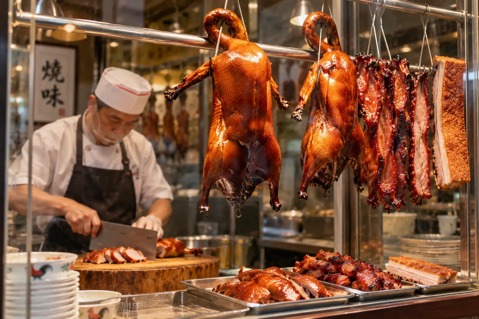 Cantonese roast meats with roast goose and char siu