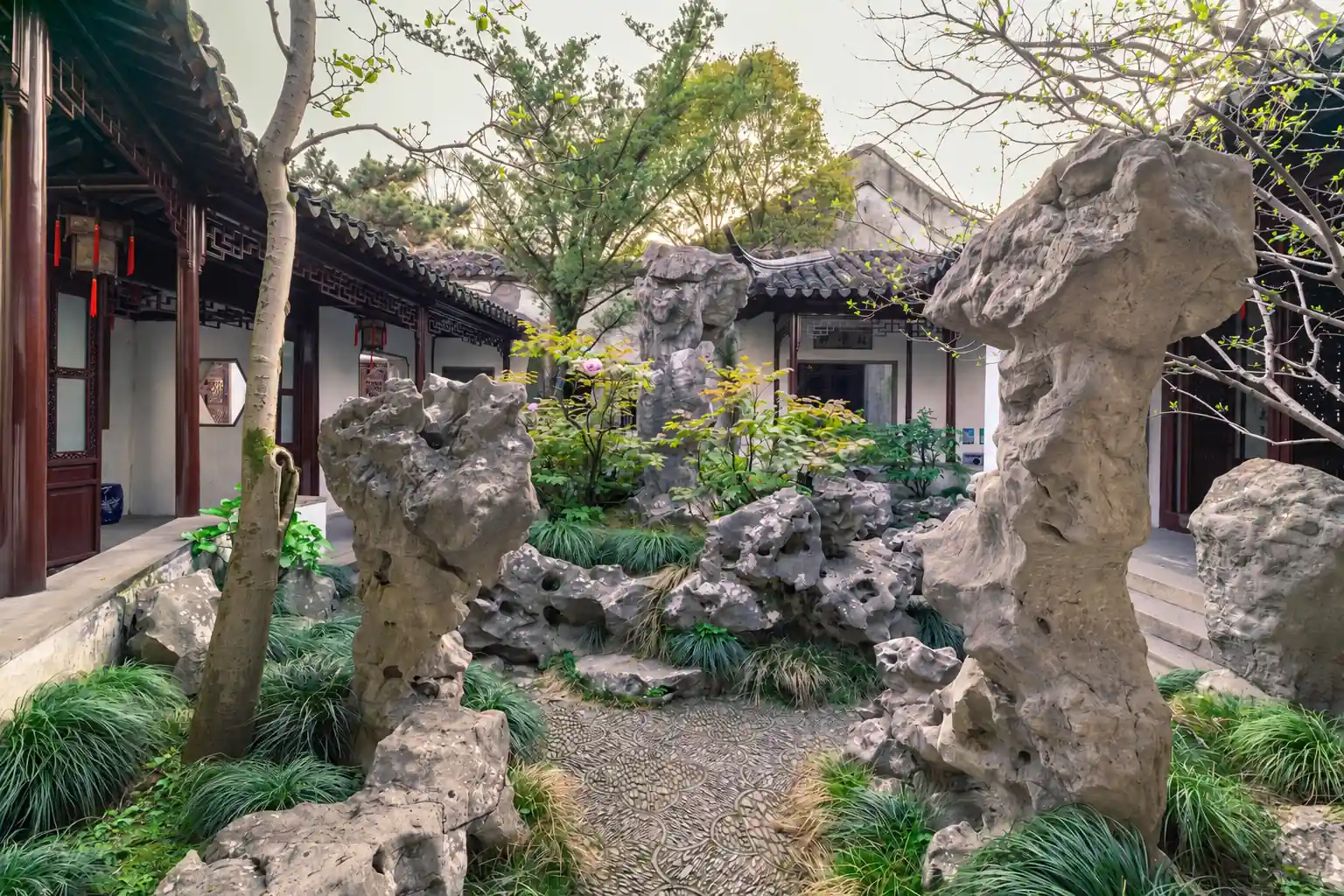 Classical Chinese Garden Rockery Courtyard