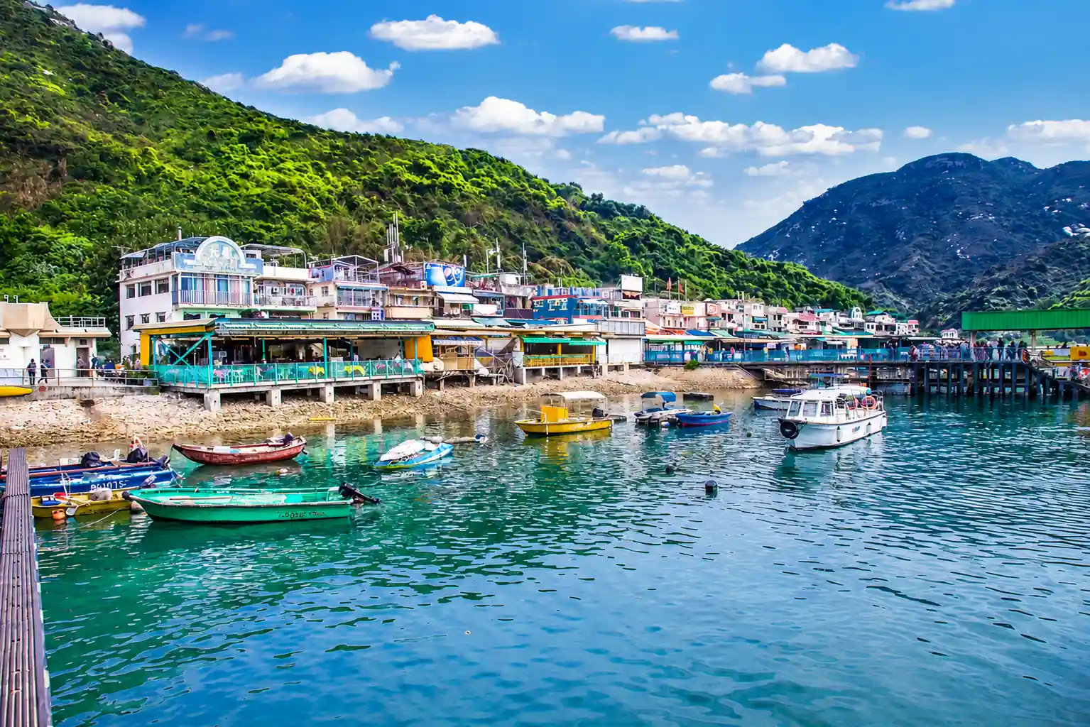 Lamma Island coastal village and harbour in Hong Kong