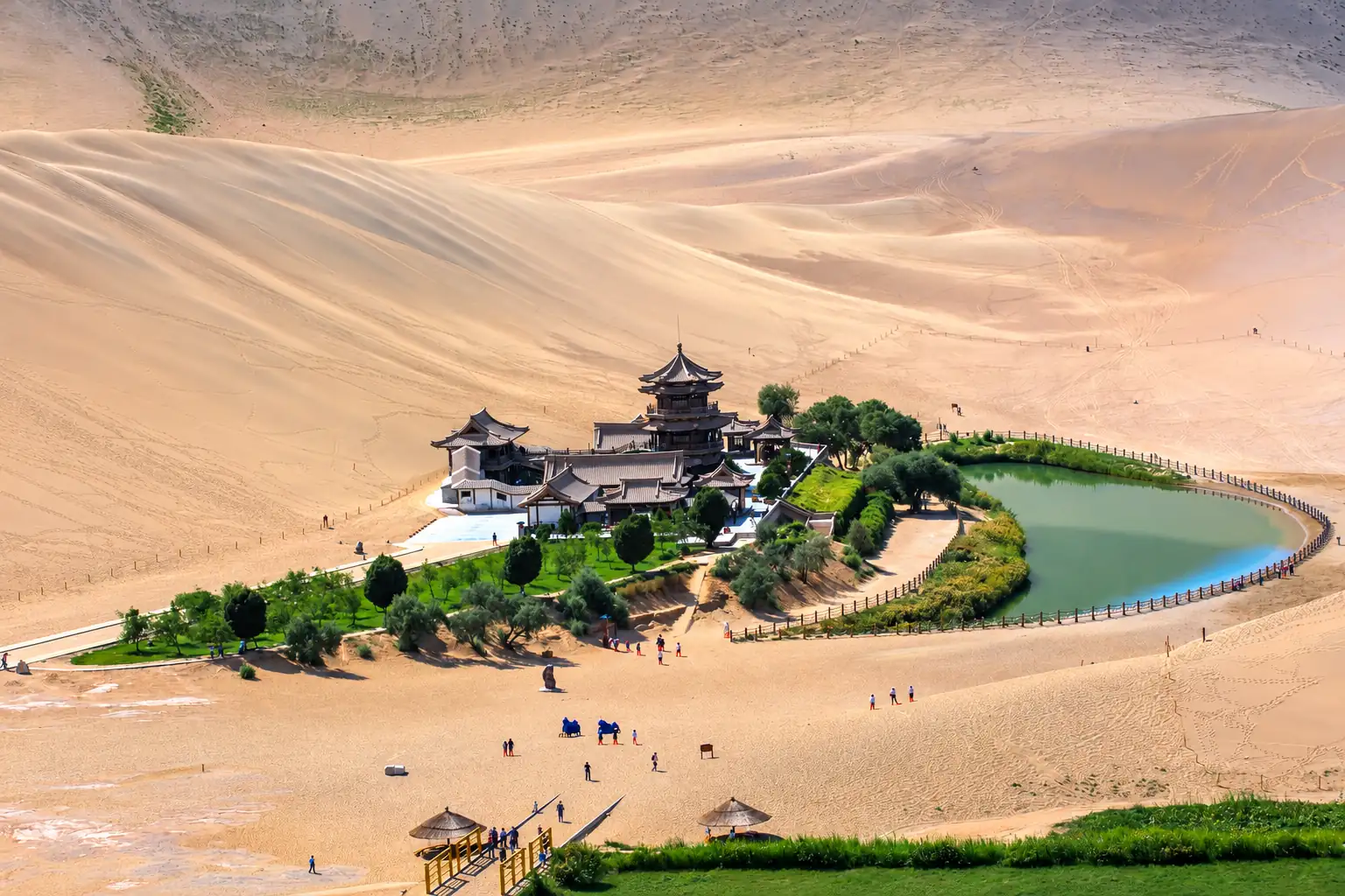 Crescent Spring beside Mingsha Mountain in Dunhuang