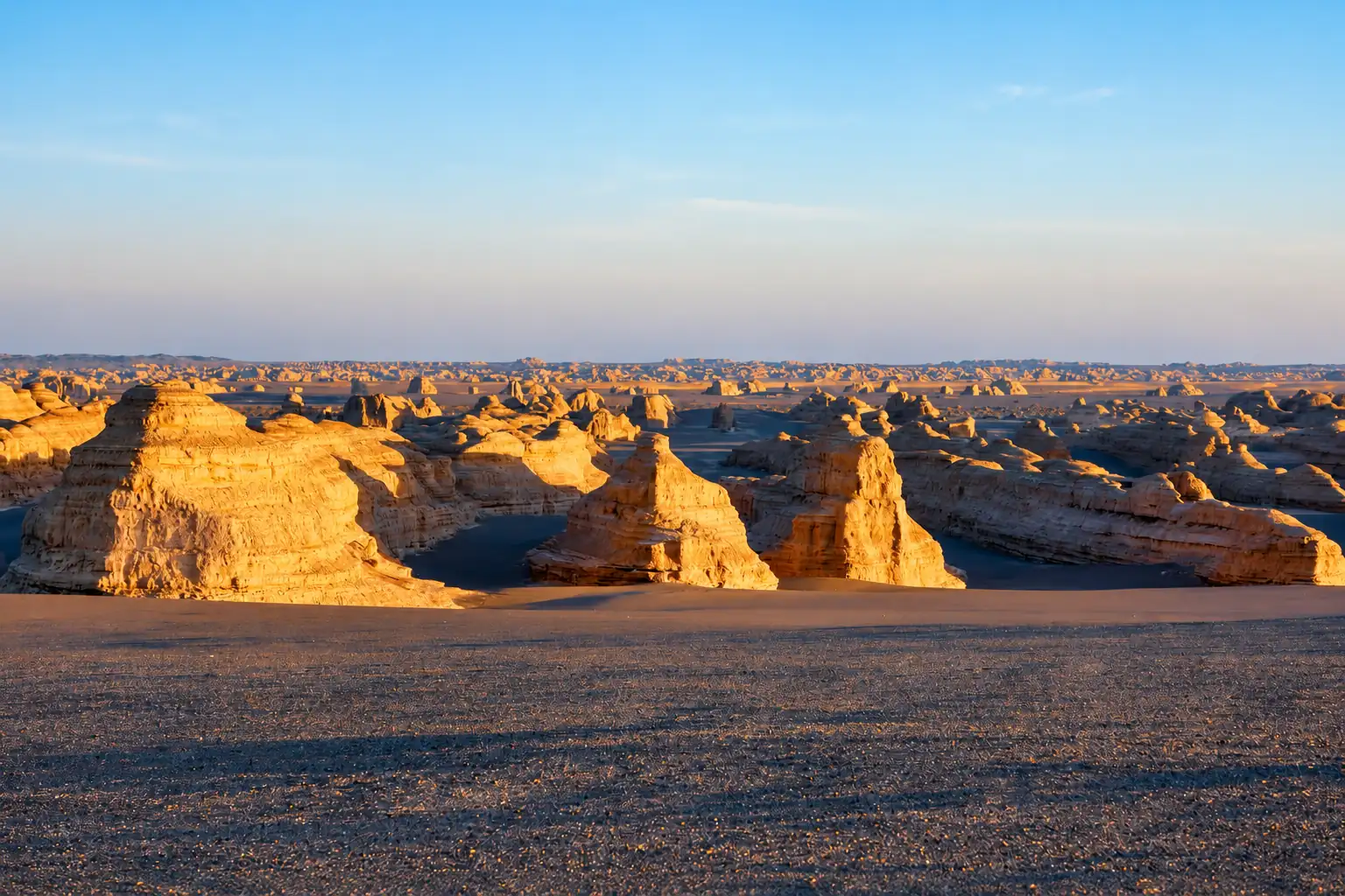 Wind-eroded Yadan formations near Dunhuang