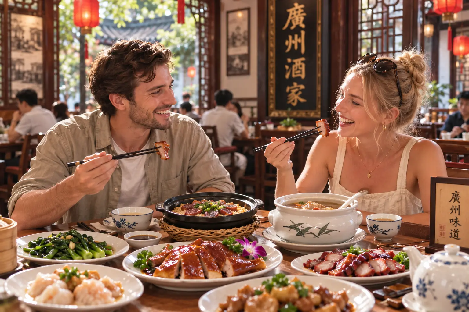 Traditional Cantonese dinner and local food in Guangzhou