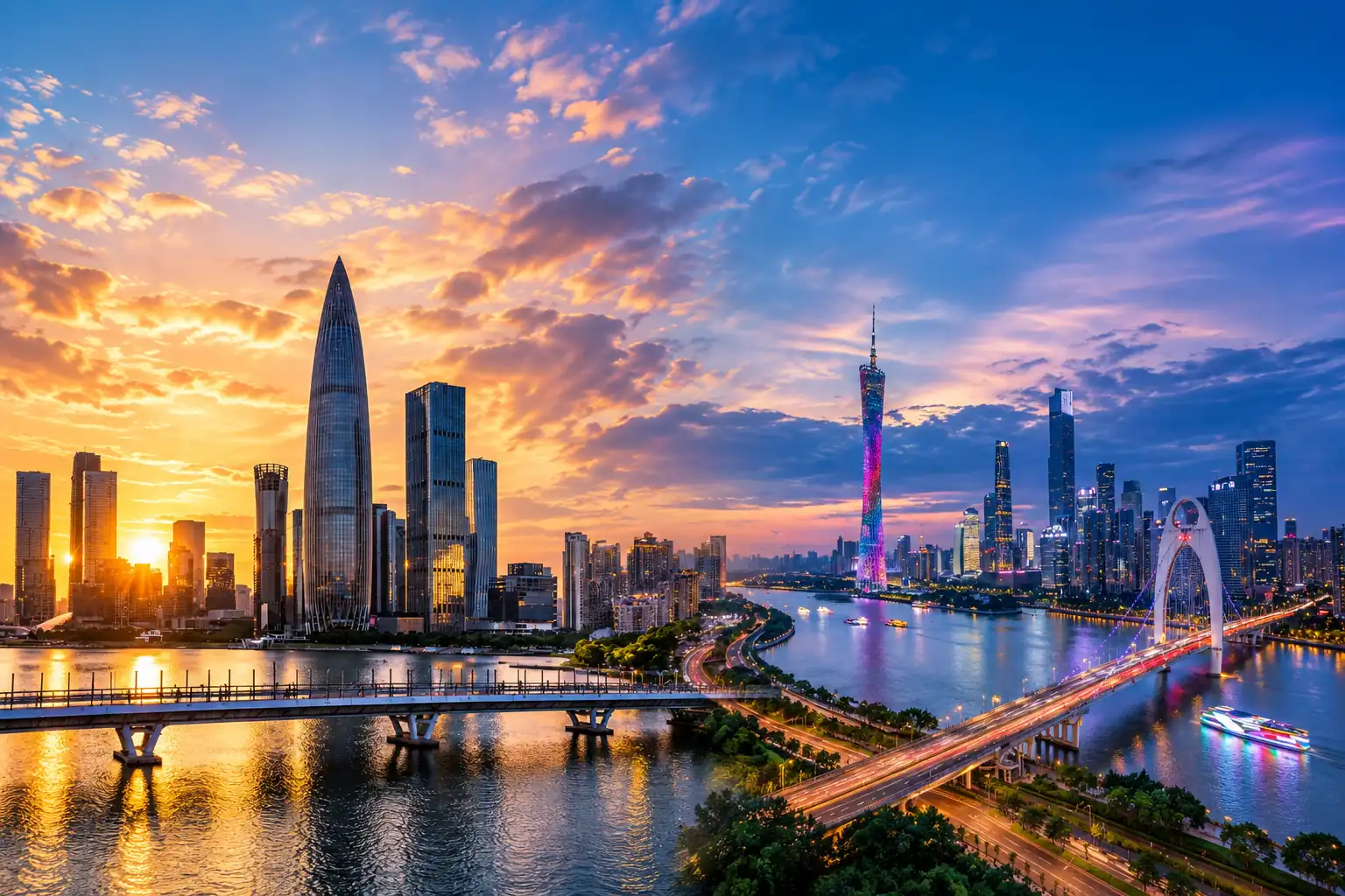 Shenzhen and Guangzhou skyline in the Greater Bay Area