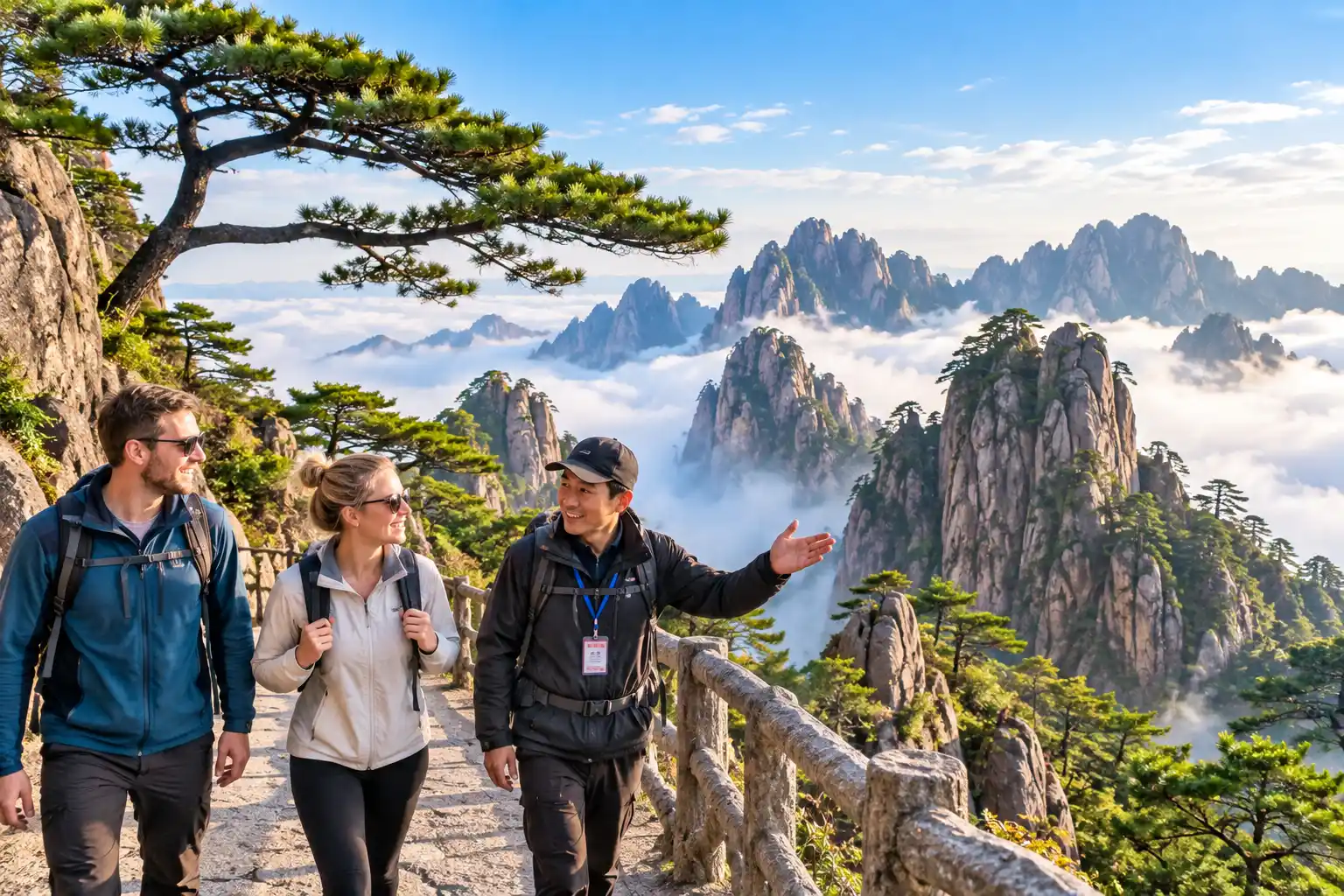 Private guided hiking tour on Mount Huangshan with mountain scenery