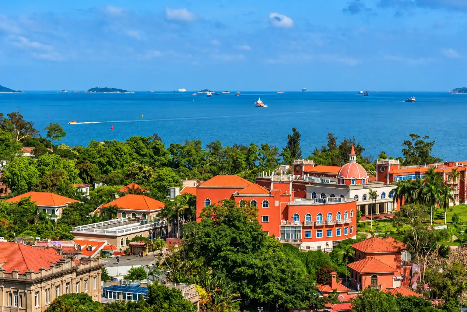 Gulangyu Island historic buildings and coastal scenery in Xiamen