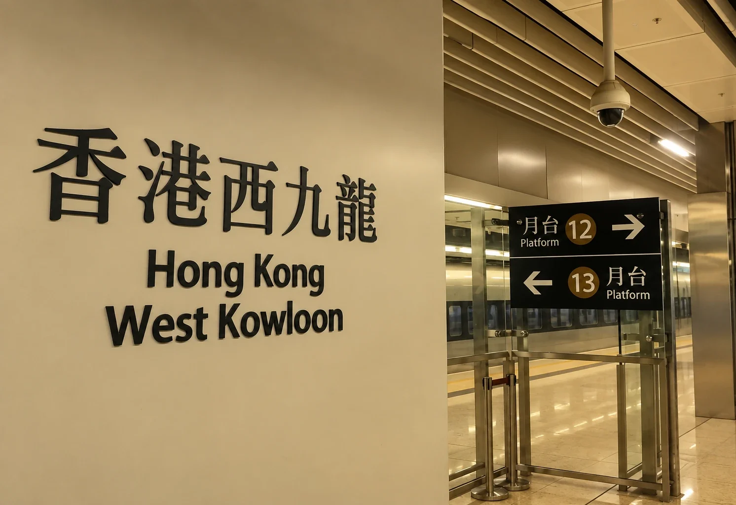 Hong Kong West Kowloon Station Platform Sign
