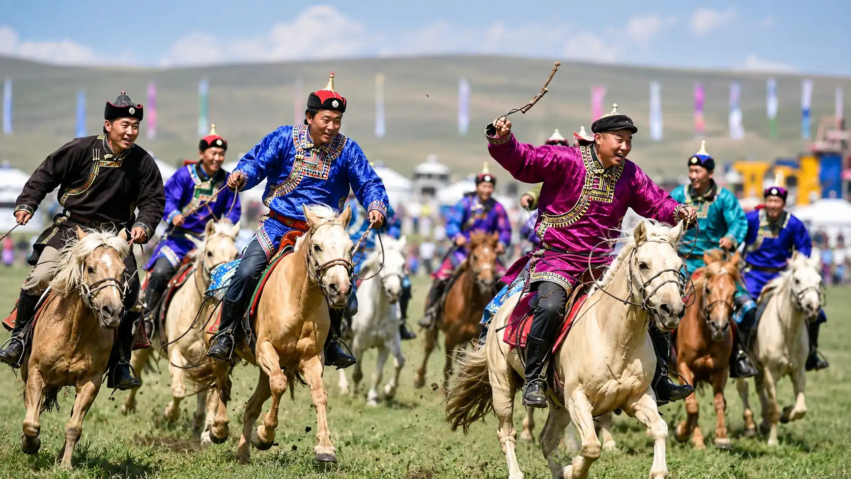 Horse racing during a Mongolian Naadam festival in Inner Mongolia
